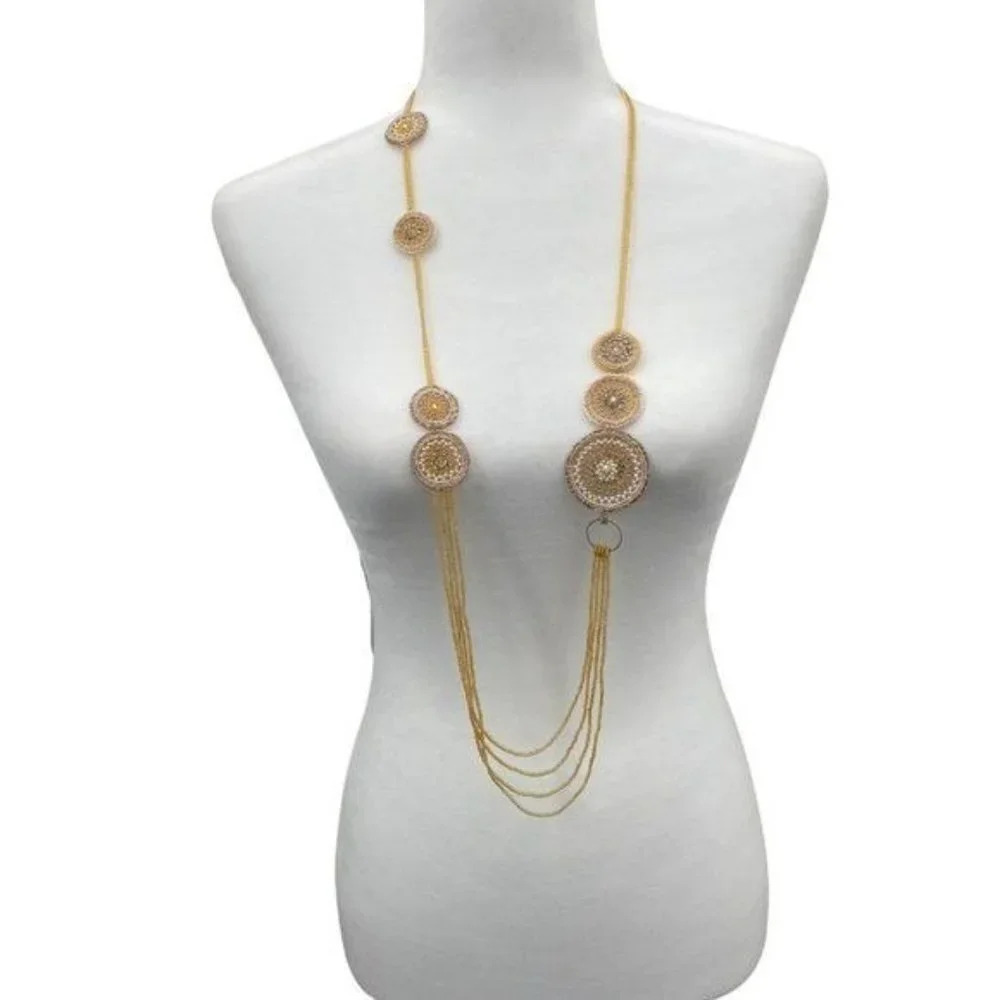 Vida Dulce Handcrafted Long Embroidered Seed Bead Necklace
